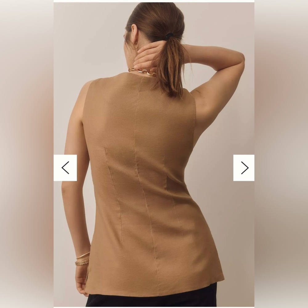 Anthropologie Maeve Tan Button-Front Vest - Picture 4 of 10